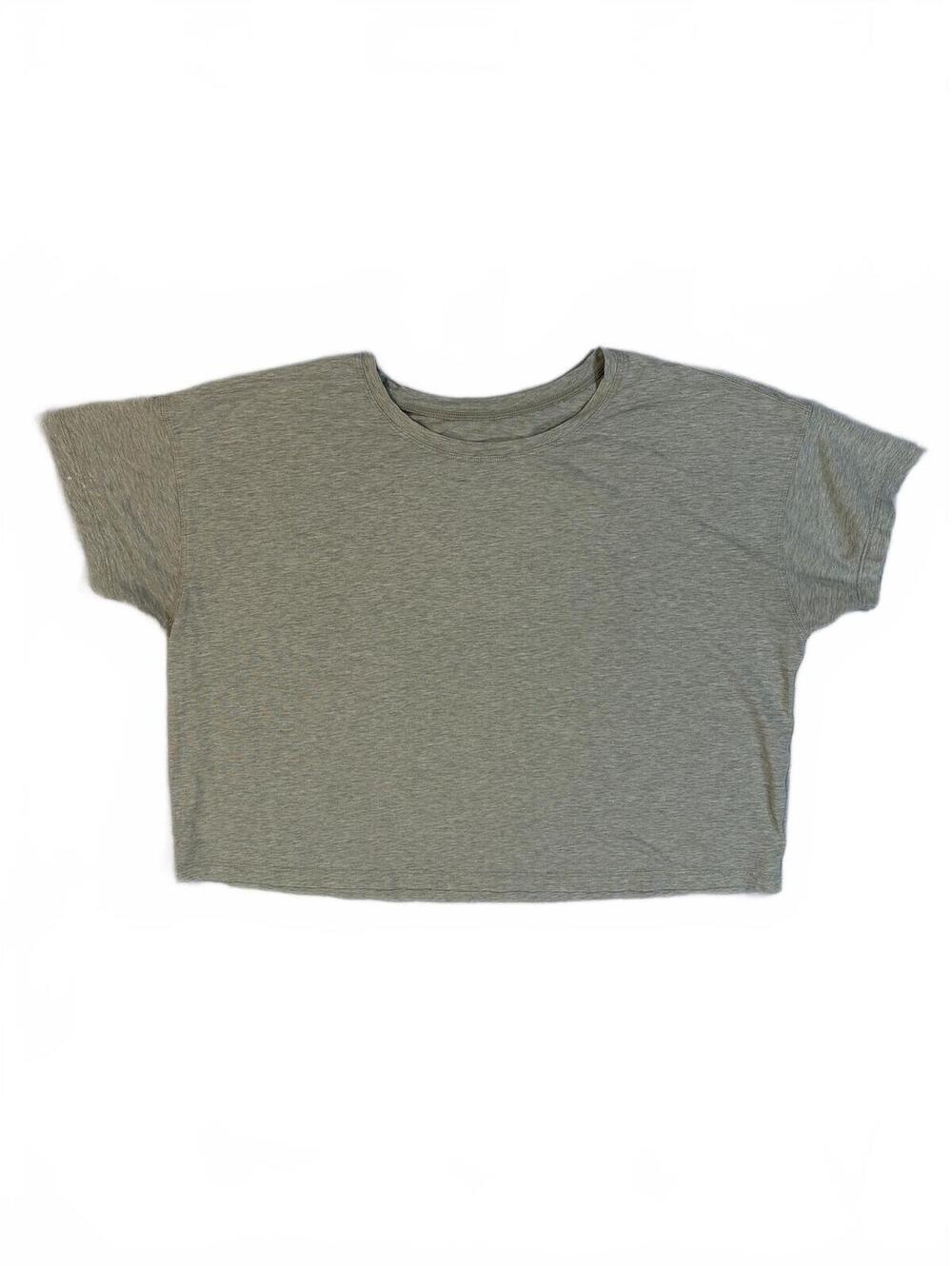 Lululemon Light Green Heather Cropped Boxy T-Shirt Oversized Short Sleeve L Tee